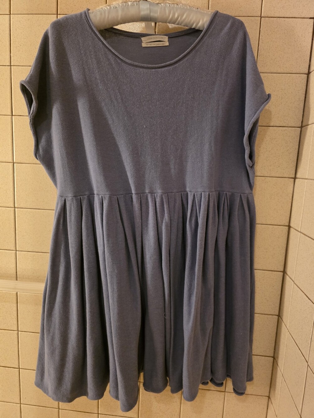 URBAN OUTFITTERS Blue Scoop-Neck Gathered Dress